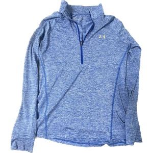 Under Armour Heatgear Long Sleeve Shirt Womens Size Large Heather Blue 1/4 Zip